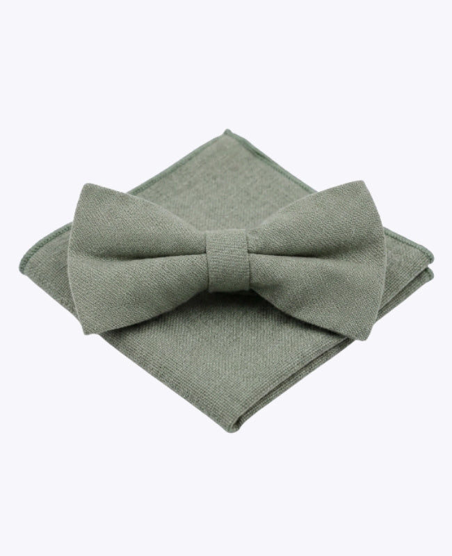 Papillon + Fazzoletto da taschino Verde n°2 Uomo in Cotone «Edgard»