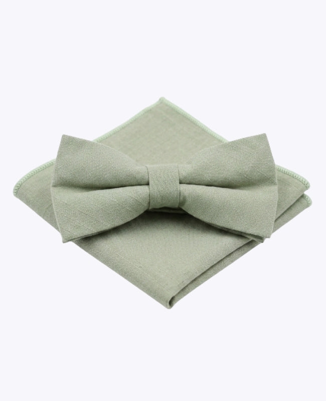 Papillon + Fazzoletto da taschino Verde n°2 Uomo in Cotone «Oscar»