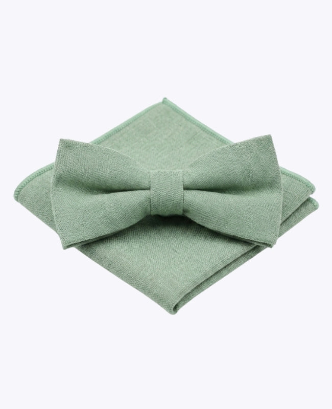 Papillon + Fazzoletto da taschino Verde n°2 Uomo in Effetto Velluto «Simon»