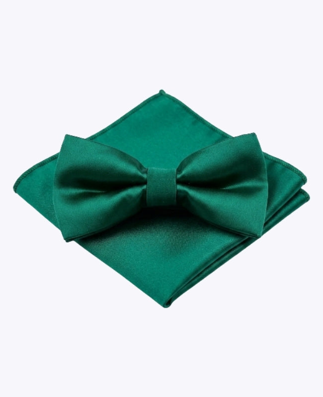 Papillon + Fazzoletto da taschino Verde n°2 Uomo in Poliestere «Jules»