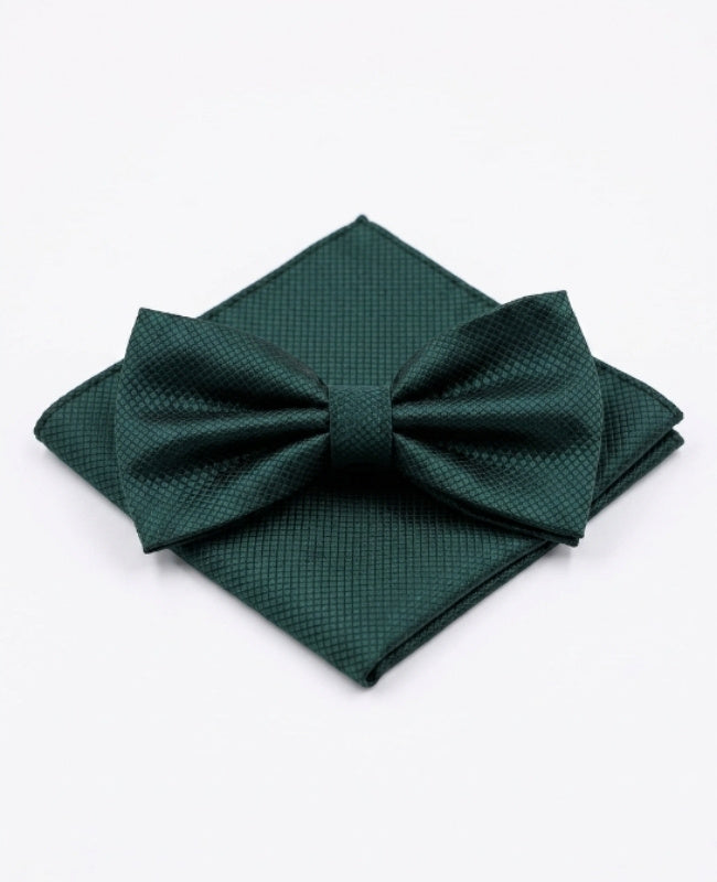 Papillon + Fazzoletto da taschino Verde n°2 Uomo in Poliestere «Martin»