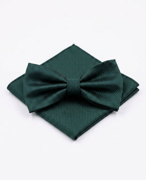 Papillon + Fazzoletto da taschino Verde n°2 Uomo in Poliestere «Martin»