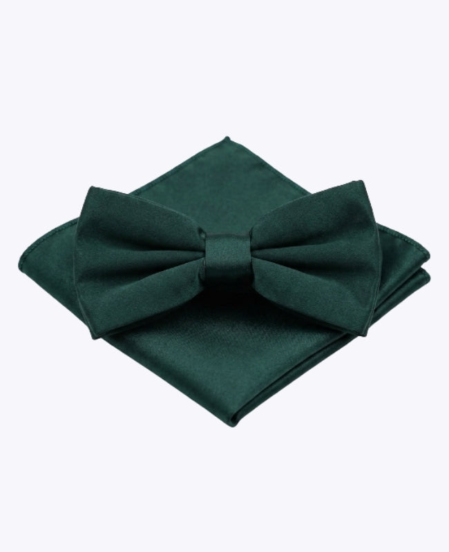 Papillon + Fazzoletto da taschino Verde n°4 Uomo in Poliestere «Anatole»