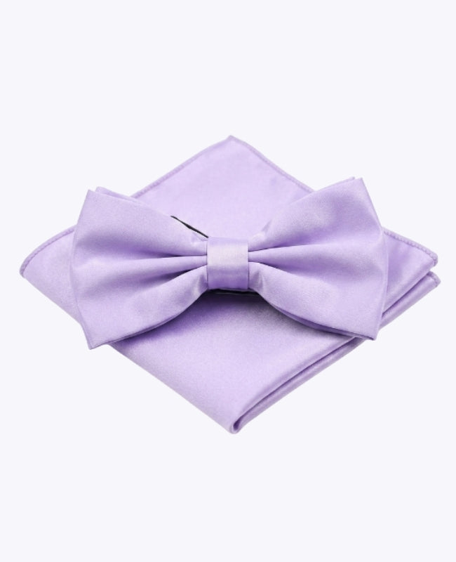 Papillon + Fazzoletto da taschino Viola n°2 Uomo in Poliestere «Anatole»