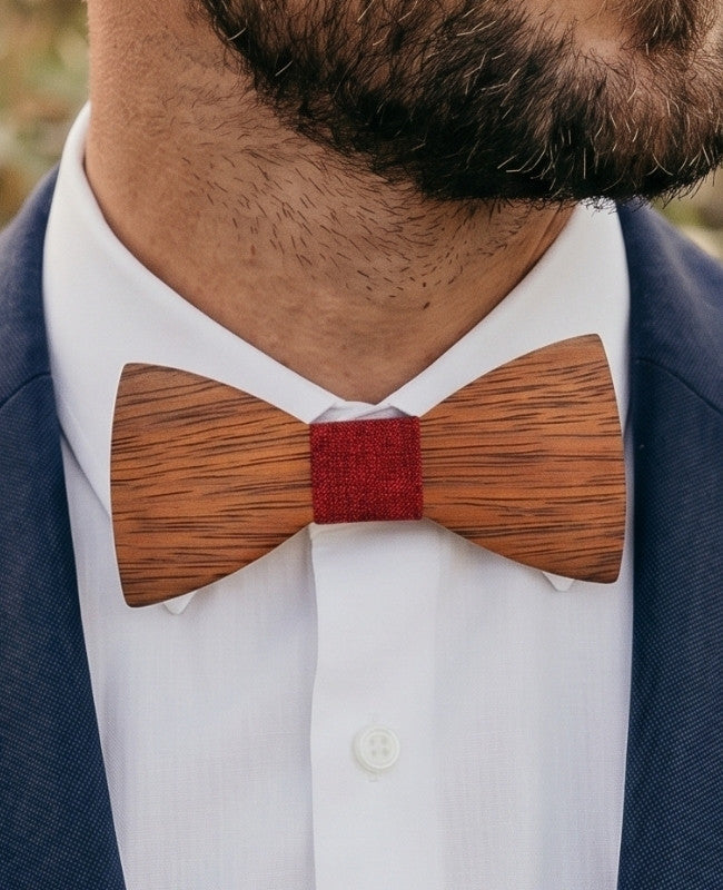 Papillon Rosso Uomo in Legno «Arsène»