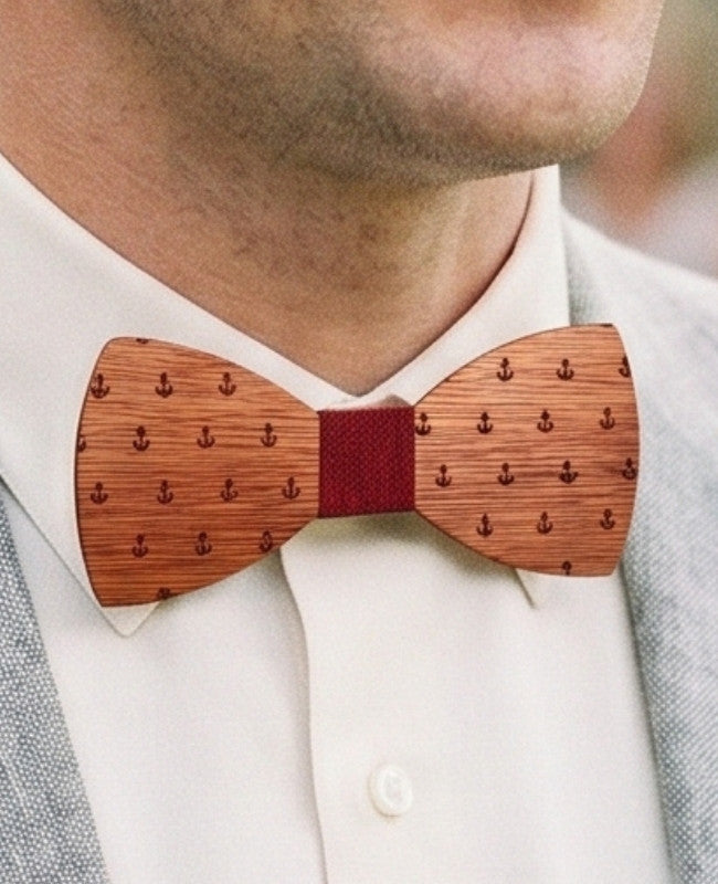 Papillon Rosso Uomo in Legno «Côme»
