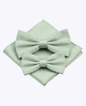 Papillon Verde n°1 Padre & Figlio + Fazzoletto da taschino in Poliestere «Anatole»