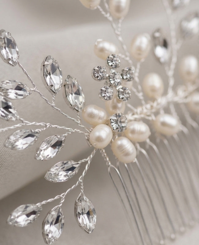 Pettine da sposa Floreale Argento Donna «Élise»