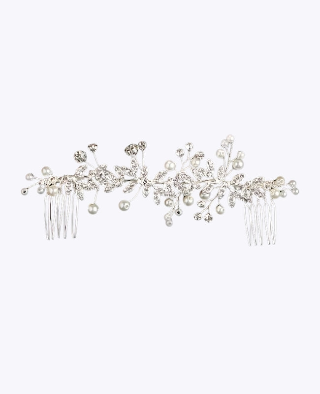 Pettine da sposa Floreale Argento n°2 Donna «Élise»