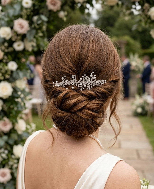 Pettine da sposa Floreale Argento n°2 Donna «Élise»