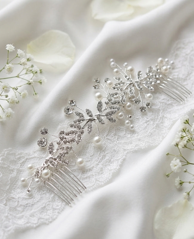 Pettine da sposa Floreale Argento n°2 Donna «Élise»