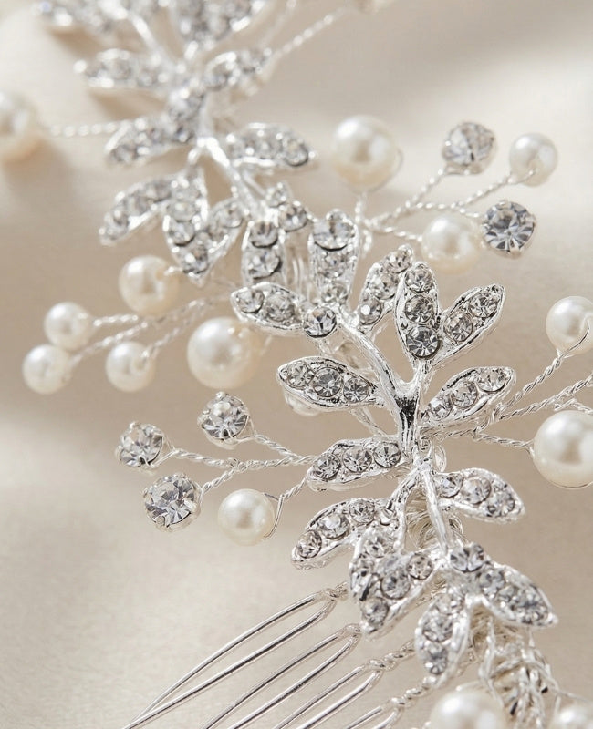 Pettine da sposa Floreale Argento n°2 Donna «Élise»
