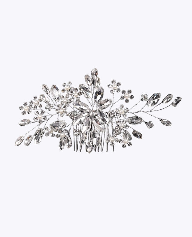 Pettine da sposa Floreale Argento n°3 Donna «Élise»