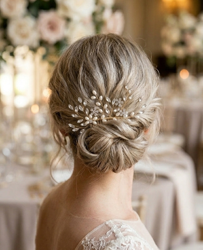 Pettine da sposa Floreale Oro n°1 Donna «Élise»