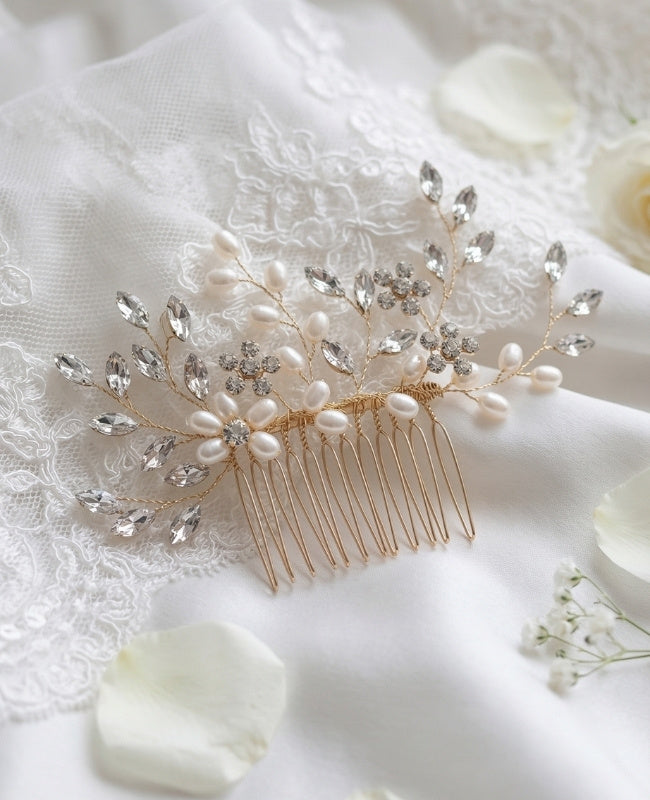 Pettine da sposa Floreale Oro n°1 Donna «Élise»