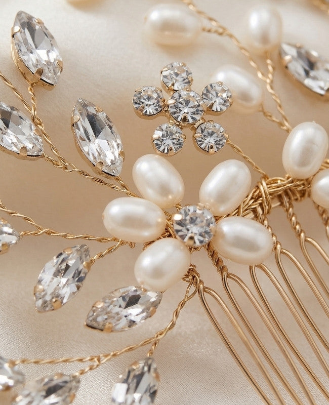 Pettine da sposa Floreale Oro n°1 Donna «Élise»
