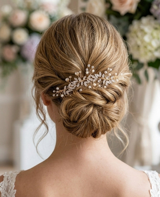 Pettine da sposa Floreale Oro n°2 Donna «Élise»