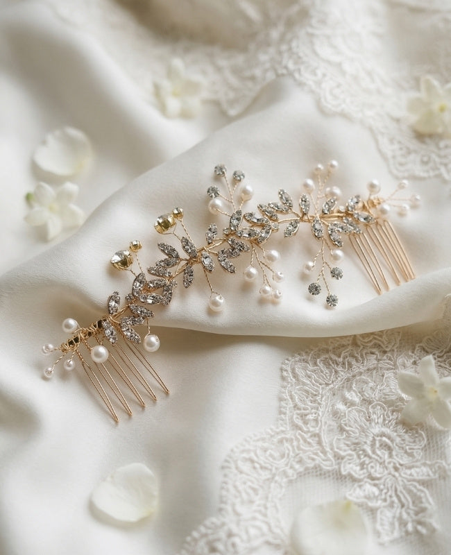 Pettine da sposa Floreale Oro n°2 Donna «Élise»