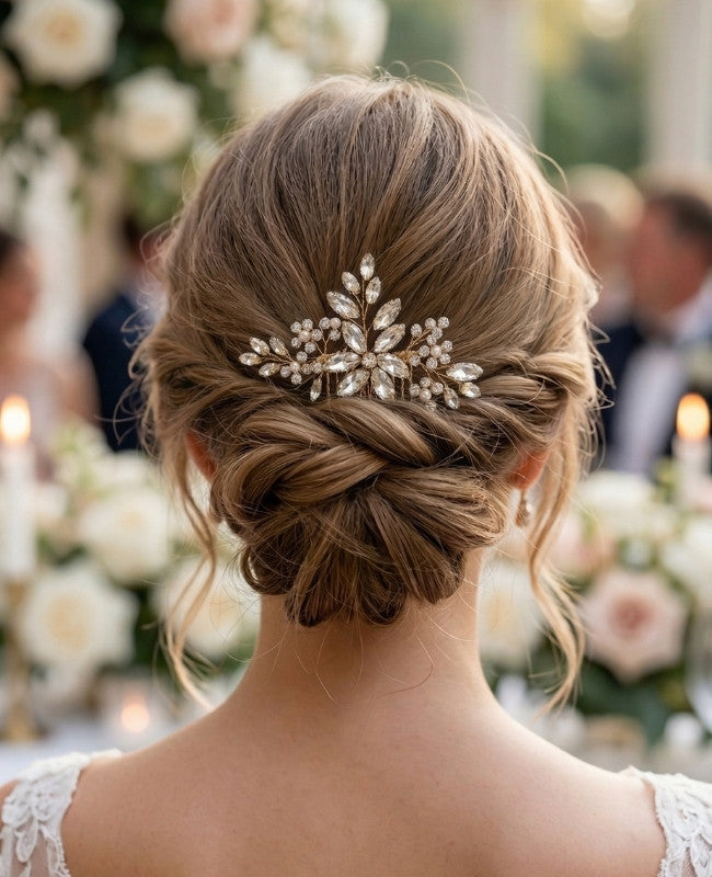 Pettine da sposa Floreale Oro n°3 Donna «Élise»