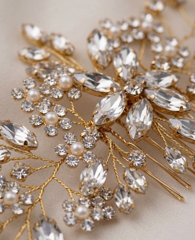 Pettine da sposa Floreale Oro n°3 Donna «Élise»
