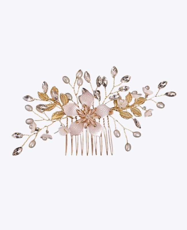 Pettine da sposa Floreale Oro n°4 Donna «Élise»
