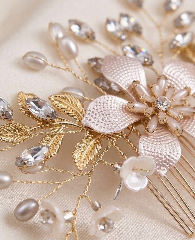 Pettine da sposa Floreale Oro n°4 Donna «Élise»