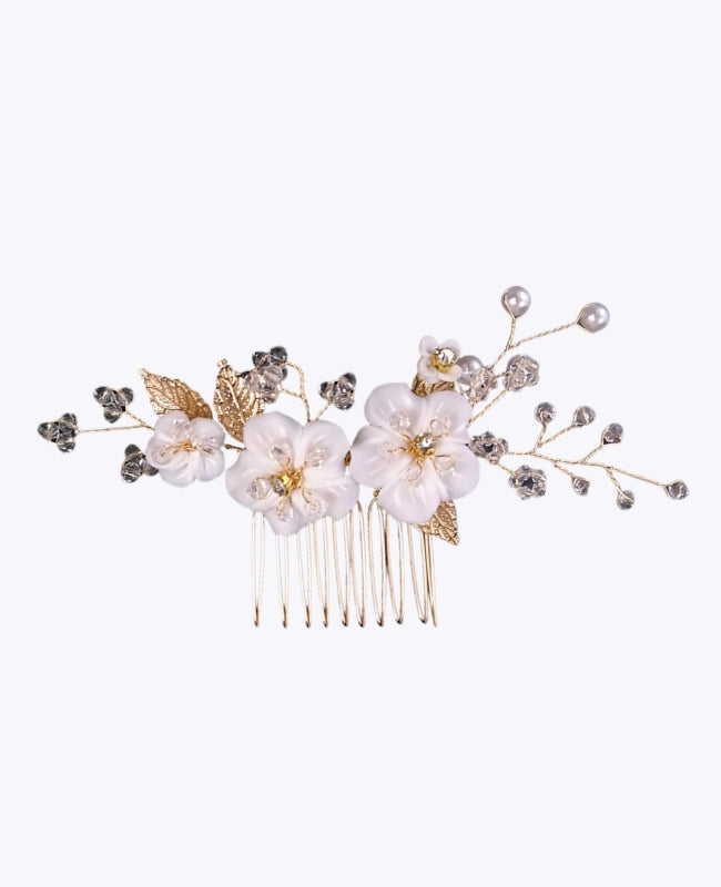 Pettine da sposa Floreale Oro n°5 Donna «Élise»