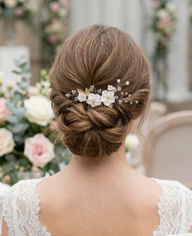 Pettine da sposa Floreale Oro n°5 Donna «Élise»