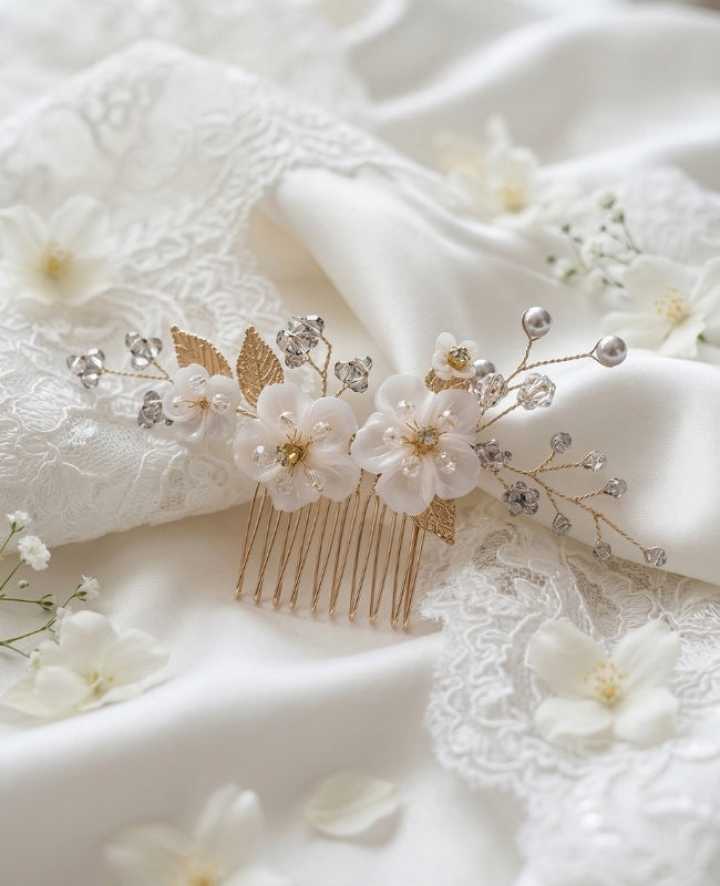 Pettine da sposa Floreale Oro n°5 Donna «Élise»