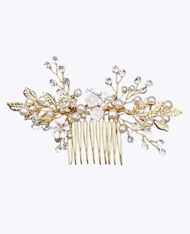 Pettine da sposa Floreale Oro n°6 Donna «Élise»