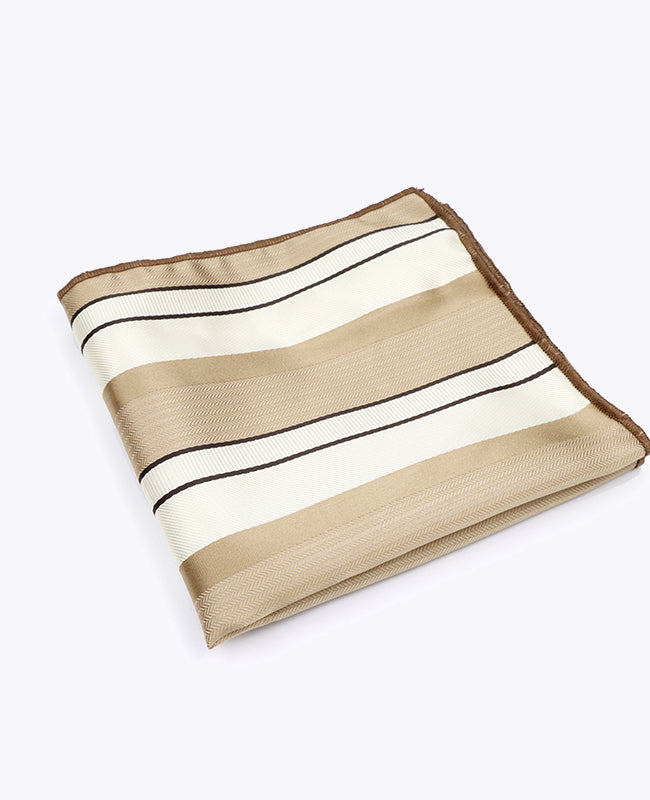 Fazzoletto da taschino Beige n°1 A Righe in Poliestere «Edmond»