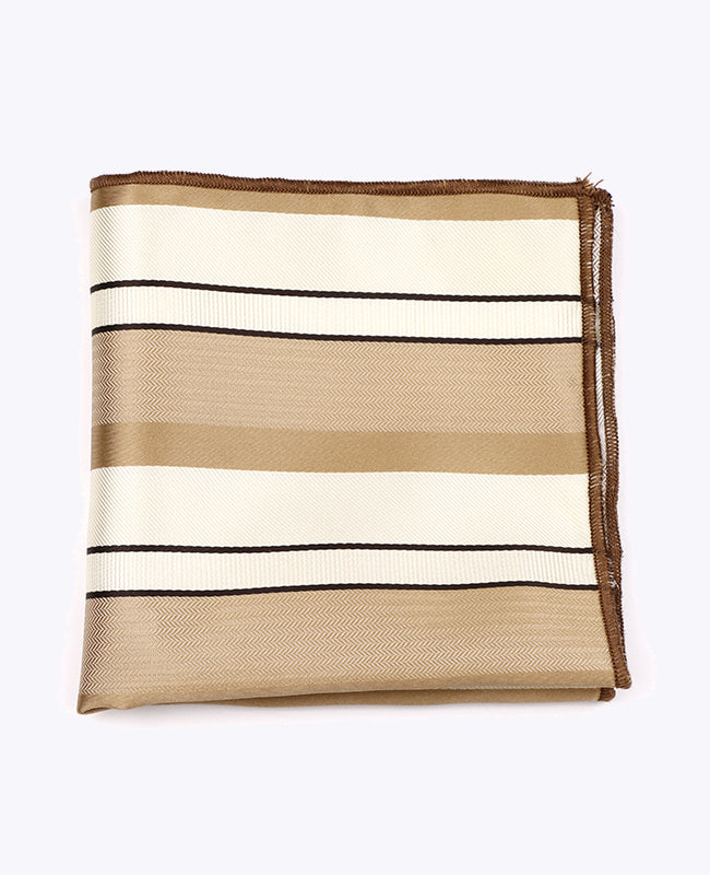 Fazzoletto da taschino Beige n°1 A Righe in Poliestere «Edmond»