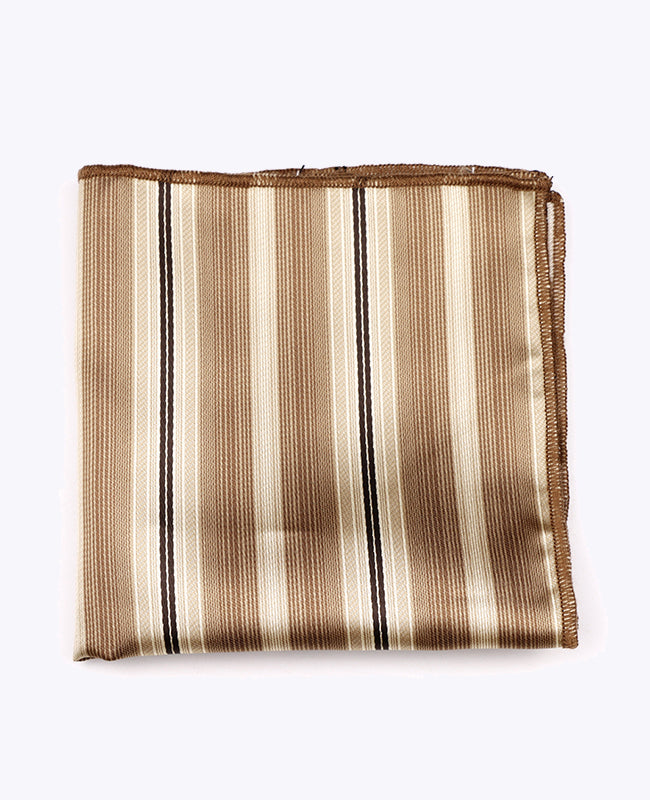 Fazzoletto da taschino Beige n°2 A Righe in Poliestere «Edmond»