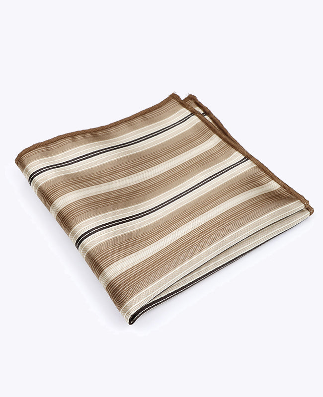 Fazzoletto da taschino Beige n°2 A Righe in Poliestere «Edmond»