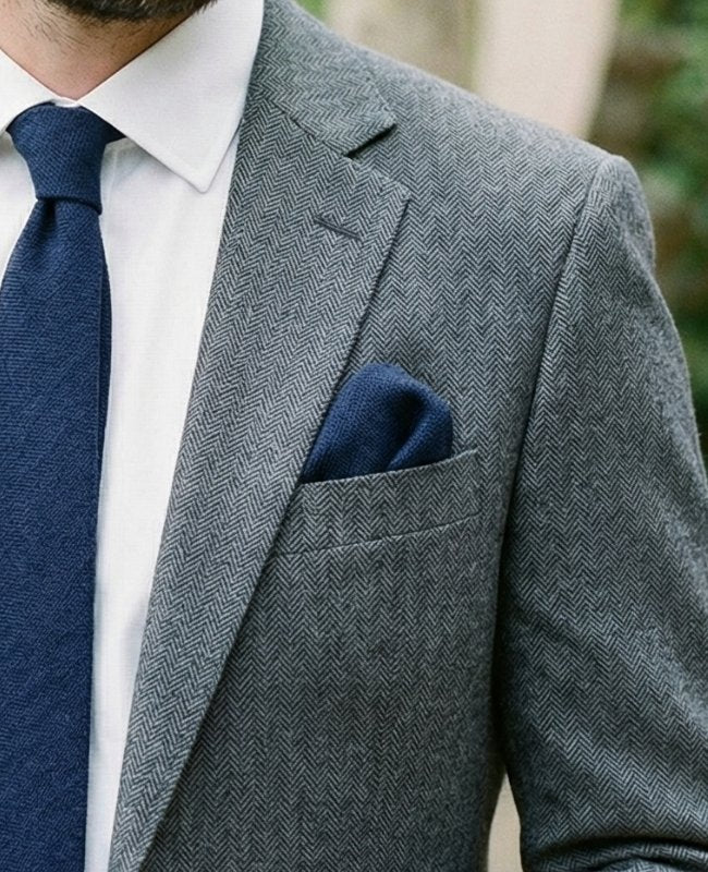 Fazzoletto da taschino Blu n°5 in Lino «Basile»