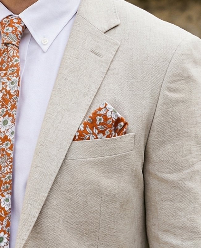 Pochette de Costume Liberty Orange en Coton «Clovis»