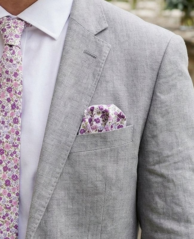 Pochette de Costume Liberty Violet en Coton «Gaspard»