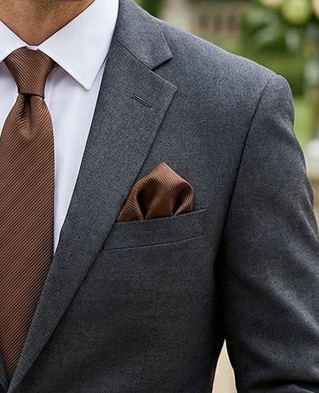 Pochette de Costume Marron en Polyester «Lucien»