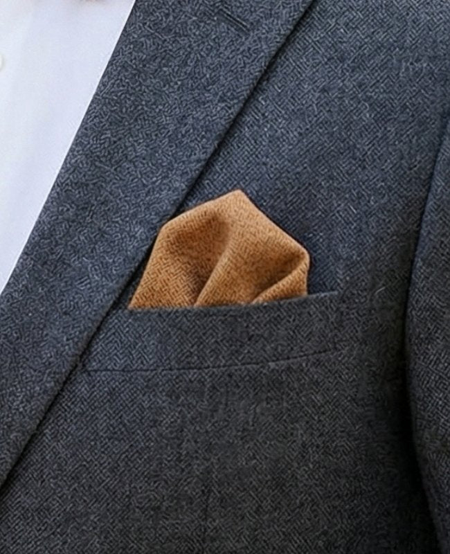 Fazzoletto da taschino Marrone n°1 in Effetto Velluto «Simon»