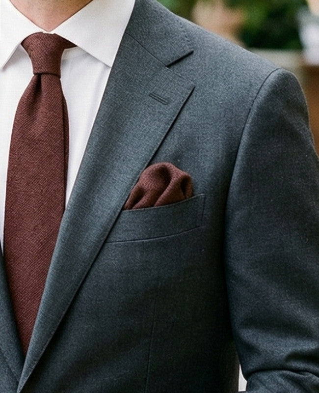 Pochette de Costume Marron n°2 en Lin «Basile»