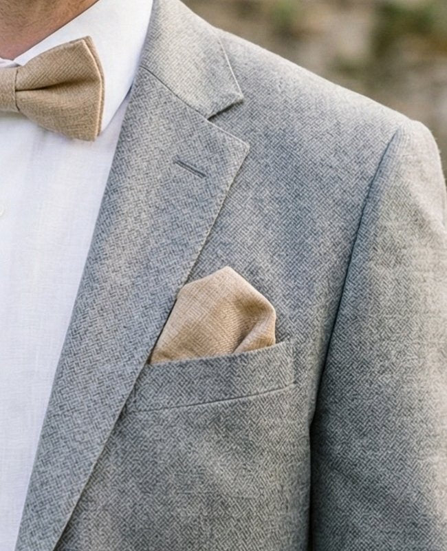 Fazzoletto da taschino Marrone n°3 in Effetto Velluto «Simon»