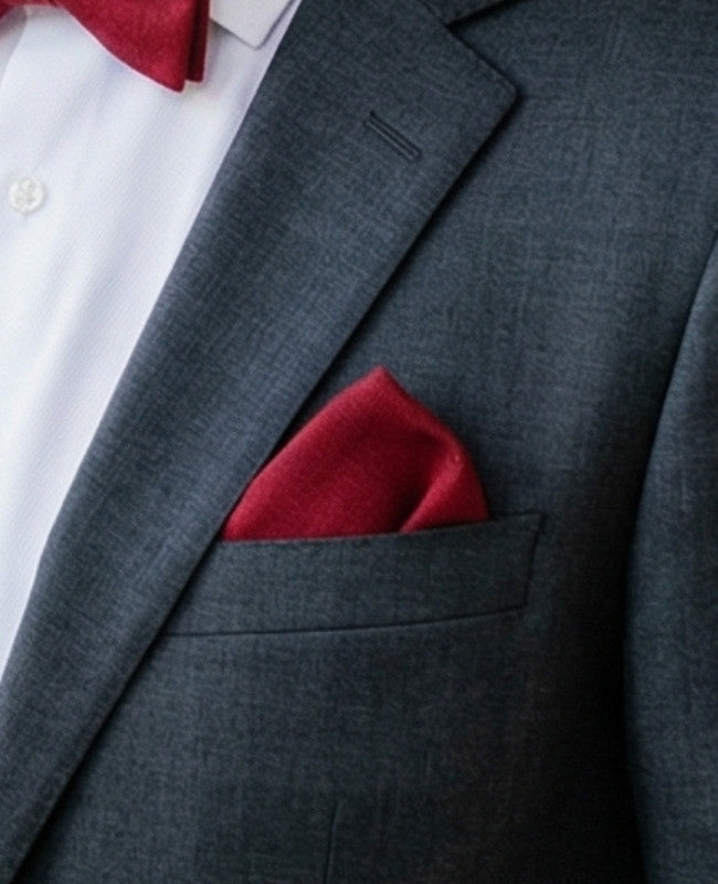 Pochette de Costume Rouge n°2 en Lin «Basile»