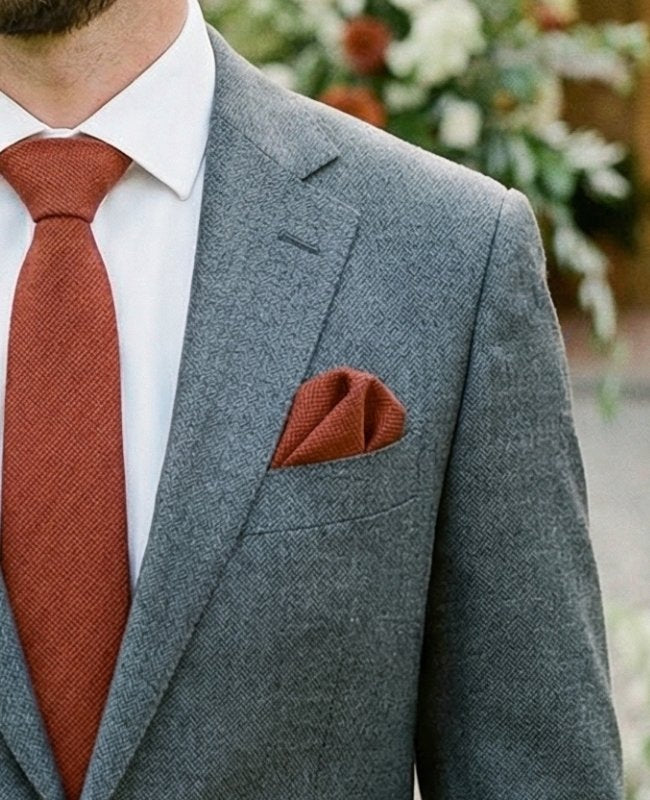 Fazzoletto da taschino Terracotta in Cotone «Edgard»