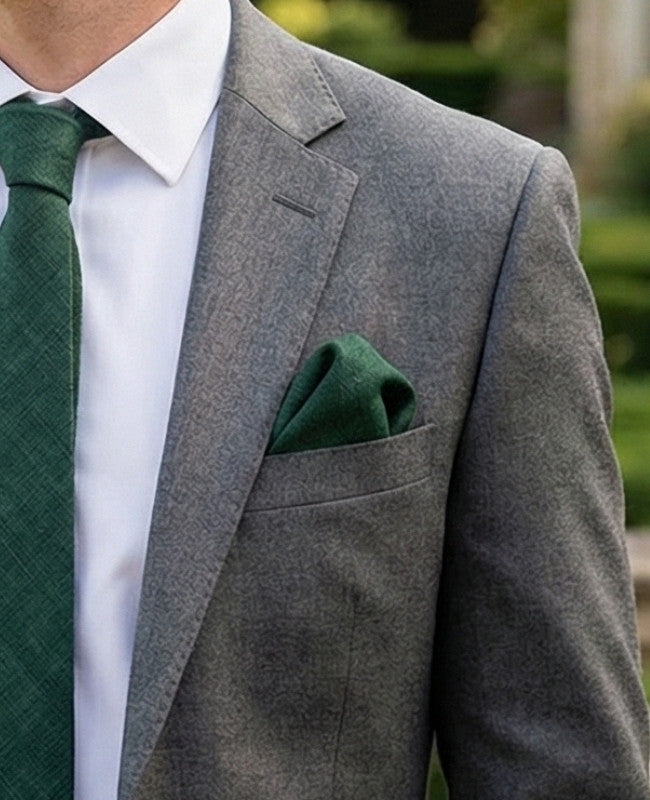 Fazzoletto da taschino Verde n°4 in Cotone «Edgard»