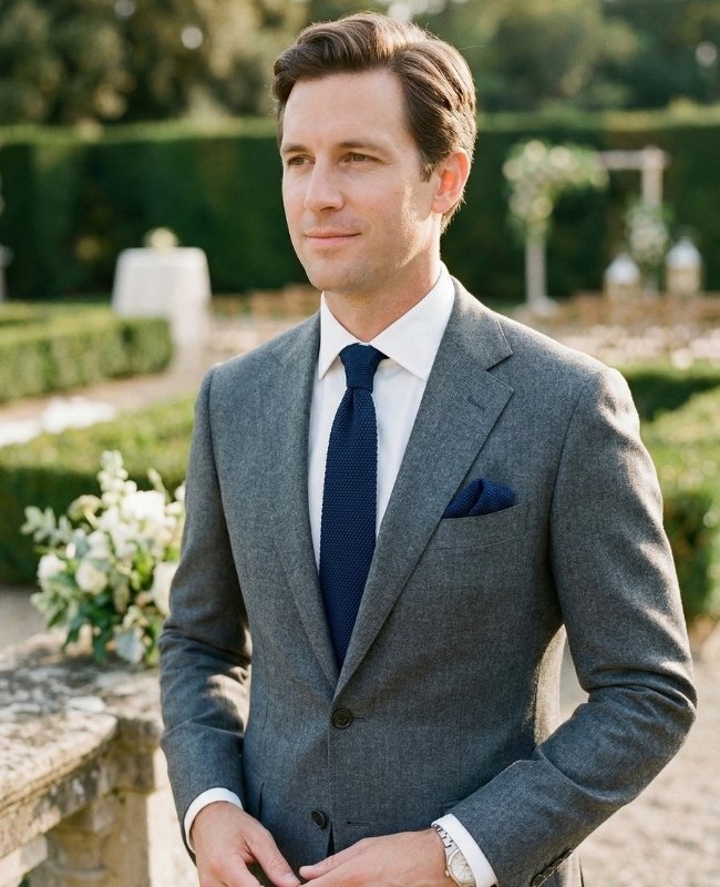 Cravatta Blu n°2 Uomo in Maglia «Léon»