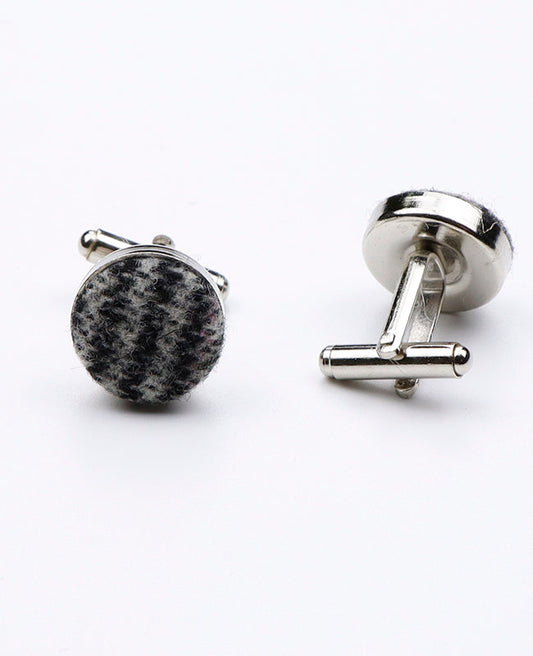 Boutons de Manchette Tartan Gris n°7 en Laine | Norbert - Unipap's